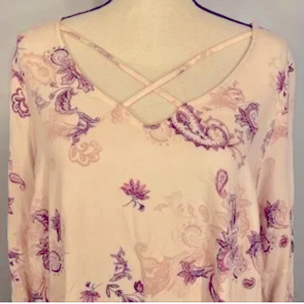 Torrid Floral Paisley Bell Sleeve Crisscross Blouse